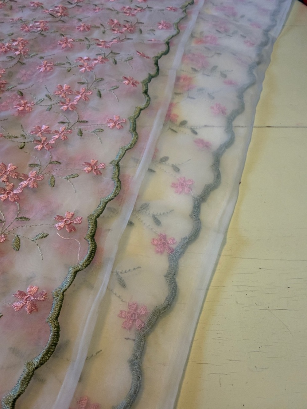 Sheer Embroidered Floral Organza Fabric yardage - Picture 3 of 6